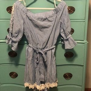 Zara Blue/White Striped romper